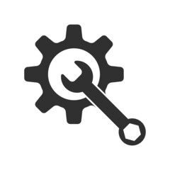 Wrench and gears icon isolated on white background