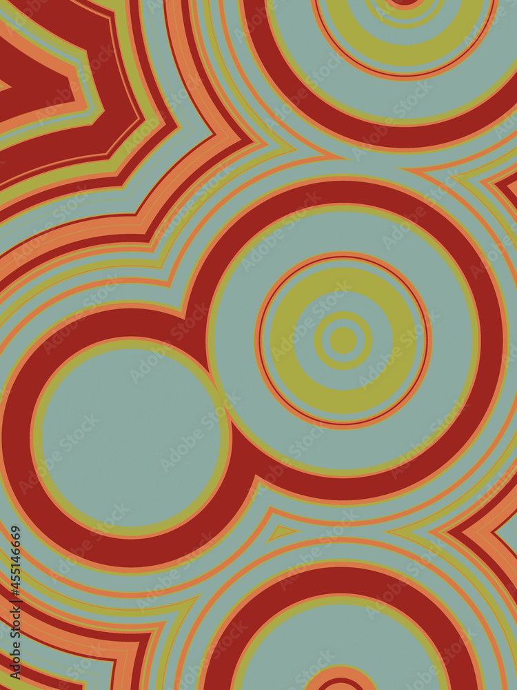 Poster radio waves of circles pattern multi colored background 3d render illustration