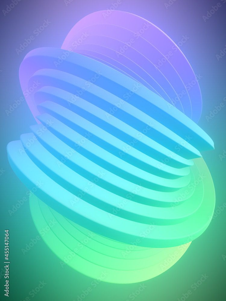 Poster 3d rendering digital illustration of modern shape with rainbow gradient abstract template design