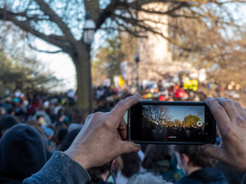 Man Takes Video of Protest