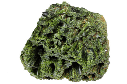 epidote from Medina de Pomar, Spain isolated on white background