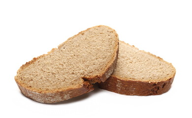 Integral rye bread slice isolated on white background 
