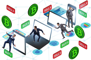 Cryptocurrency trading concept with business people