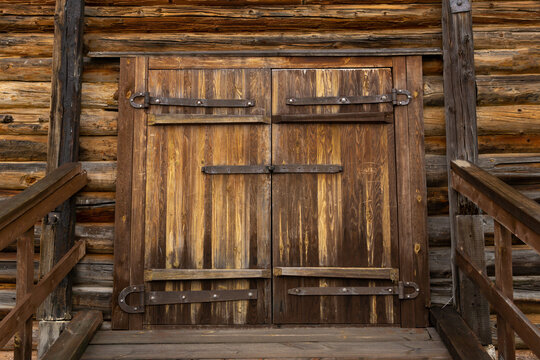 gate in a traditional all-wooden barn