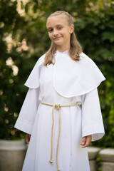 young girl dressed for First Holy Communion