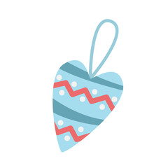 Heart Christmas decoration in flat style. Isolated vector.