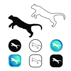 Abstract Puma Animal Icon Set