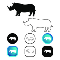 Abstract Rhino Animal Icon Set