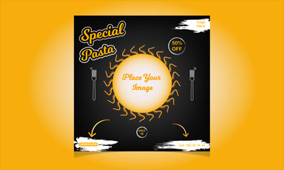 Social Media post Design, Restaurant menu design. Vector menu brochure template for cafe, coffee house, restaurant, bar. Food and drinks logotype symbol design