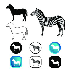 Abstract Zebra Animal Icon Set