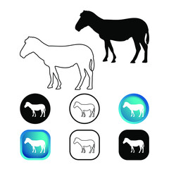 Abstract Donkey Animal Icon Set
