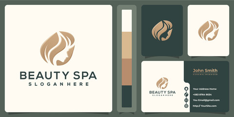 Beauty women spa luxury logo and business card