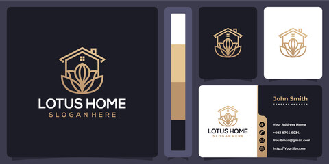 Obraz na płótnie Canvas Lotus and home property logo combine and business card