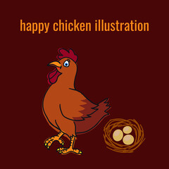 Happy chicken illustration vector