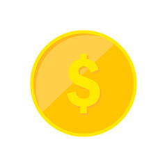 Dollar coin. Gold dollar isolated on white background. Vector illustration