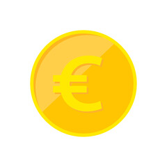 Euro coin. Gold euro coin isolated on white background. Vector illustration