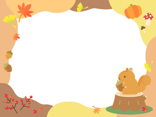 秋　リス　かわいい　フレーム　枠　POP