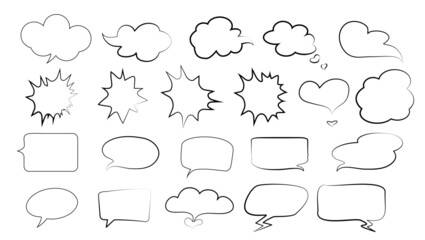 Set of comic speech bubbles. Cartoon vector illustration isolated on white background. 