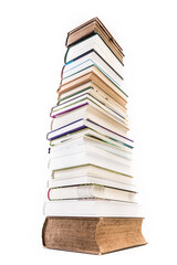 Pile of books isolated on white background