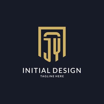 JY logo initial with geometric shield shape design style