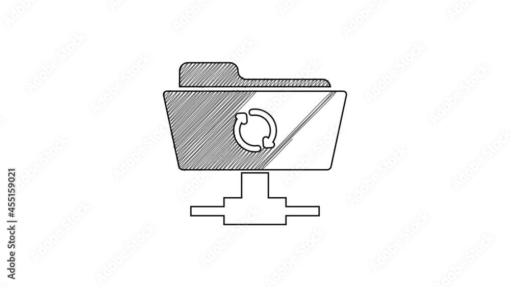 Poster black line ftp sync refresh icon isolated on white background. software update, transfer protocol, r