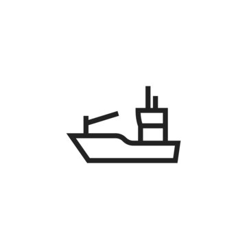 fishing boat line icon. sea vessel symbol. isolated vector image