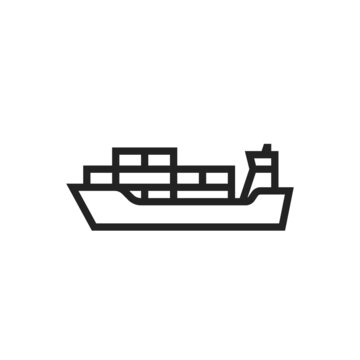 cargo ship line icon. sea transportation symbol. isolated vector image