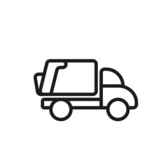 garbage truck line icon. waste collection car symbol. isolated vector image