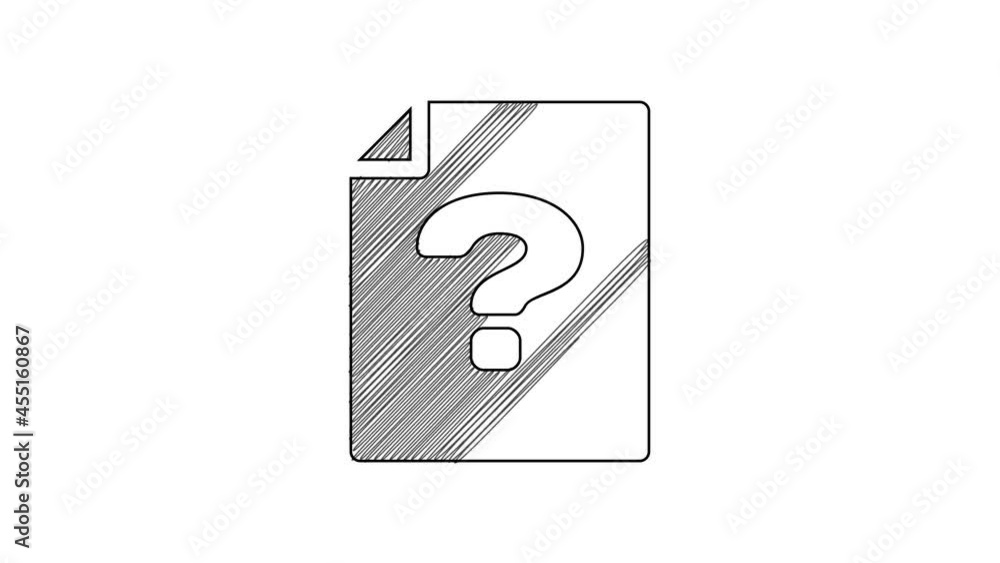 Poster black line unknown document icon isolated on white background. file with question mark. hold report,