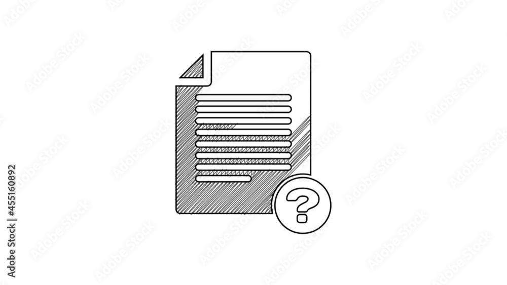 Poster black line unknown document icon isolated on white background. file with question mark. hold report,