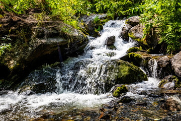 Beautiful georgian river cascades and waterfalls at terek gveleti area