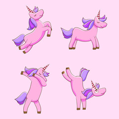 cute rainbow unicorn vector set