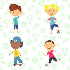 vector little boy character playing set