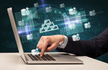 business hand working in stock market