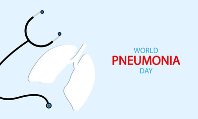 Lungs and stethoscope for world pneumonia day, vector art illustration.