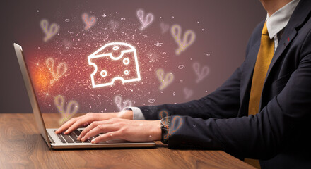 Hand searching for recipes on the internet