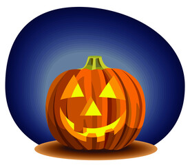 Jack's lantern. Halloween motifs. illustration with a pumpkin. Halloween night, night landscape with a lantern. Pumpkin in the moonlight. Pumpkin. Halloween. 