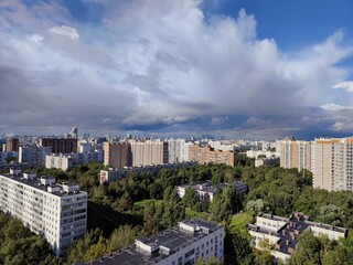 Fototapeta na wymiar Moscow view residential area from height 