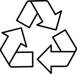 Arrows circle. Mobius loop. Recyclable. Recycling symbols. Percentage symbol. Vector illustration. Black and white. White background. Line drawing.