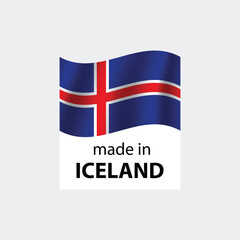 Fototapeta premium made in Iceland vector stamp. bagge with Iceland flag