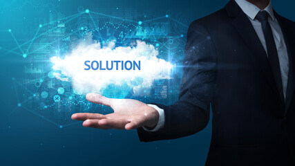 Hand of Businessman holding motivational message