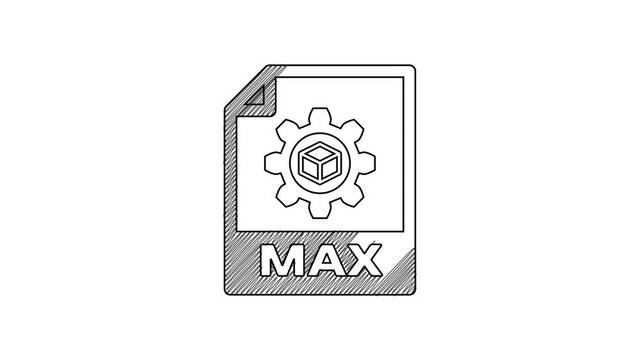 Black line MAX file document. Download max button icon isolated on white background. MAX file symbol. 4K Video motion graphic animation