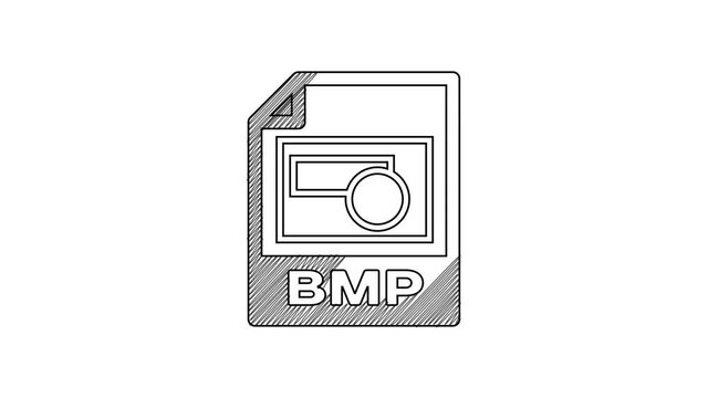 Black line BMP file document. Download bmp button icon isolated on white background. BMP file symbol. 4K Video motion graphic animation