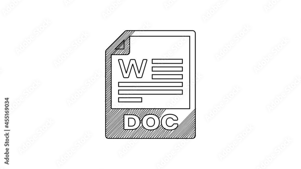 Poster black line doc file document. download doc button icon isolated on white background. doc file extens