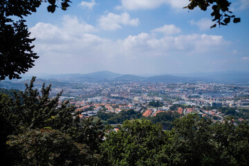 View of the Braga, from the hill of Bom Jesus do Monte church, Portugal.