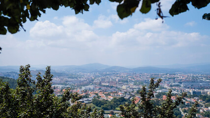 View of the city of Braga, from the hill of Bom Jesus do Monte. Portugal.