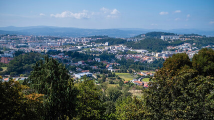 Panorama of the city of Braga, view from the hill of Bom Jesus do Monte church. Portugal.