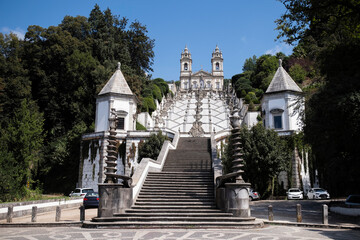 View of the stairs of Bom Jesus do Monte church near the city of Braga, Portugal.