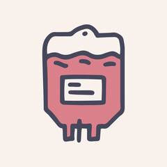 blood bag vector doodle simple color icon design