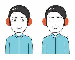 ヘッドホン　男性